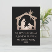 Persoonlijk Kerstmis Verlosser Geboren Geboorte  Feestdagenkaart (Staand voorkant)