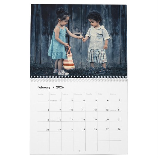 Persoonlijk, Kerstmis, Waterverf, aangepaste foto Kalender (Feb 2026)