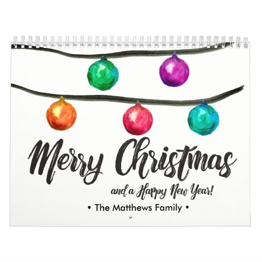 Persoonlijk, Kerstmis, Waterverf, aangepaste foto Kalender (Hoes)