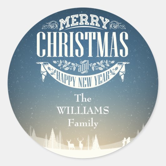 Persoonlijk Kerstmis Winter Snowscene Ronde Sticker (Voorkant)