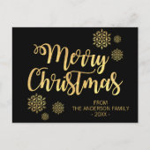 Persoonlijk Kerstmis Zwart Goud Glitterscriptie -> Feestdagenkaart (Voorkant)