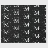 Persoonlijk Kerstmis Zwart Wit Monogram Cadeaupapier (Vlak)
