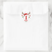Persoonlijk Kerstmonogram I Kerstmannenhoed Ronde Sticker (Tas)