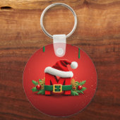 Persoonlijk Kerstmonogram M met Sinterklaashoed Sleutelhanger (Achterkant)