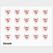 Persoonlijk Kerstmonogram N Kerstmannenhoed Ronde Sticker (Vel)