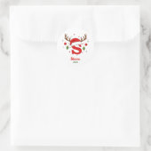 Persoonlijk Kerstmonogram S Kerstmannenhoed Ronde Sticker (Tas)