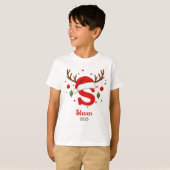 Persoonlijk Kerstmonogram S Kerstmannenhoed T-shirt (Voorkant volledig)