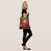 Persoonlijk Kerstmonogram T met kerstmuts Tote Bag (Op model)