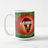 Persoonlijk Kerstmonogram V met Santa-hoed Koffiemok (Links)