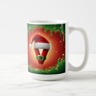 Persoonlijk Kerstmonogram V met Santa-hoed Koffiemok