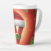 Persoonlijk Kerstmonogram V met Santa-hoed Latte Mok (Rechterhoek)