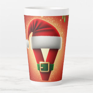 Persoonlijk Kerstmonogram V met Santa-hoed Latte Mok