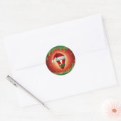 Persoonlijk Kerstmonogram V met Santa-hoed Ronde Sticker (Envelop)