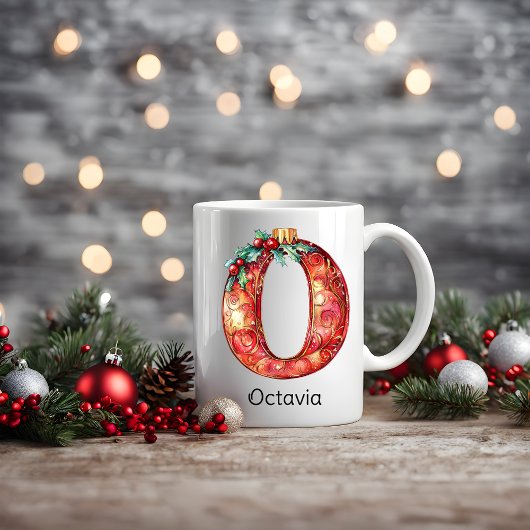 Persoonlijk kerstornament Monogram O Koffiemok