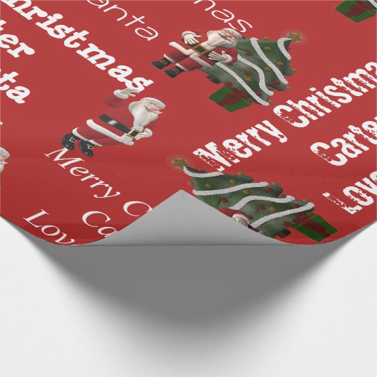 Persoonlijk kerstrood cadeaupapier (Hoek)