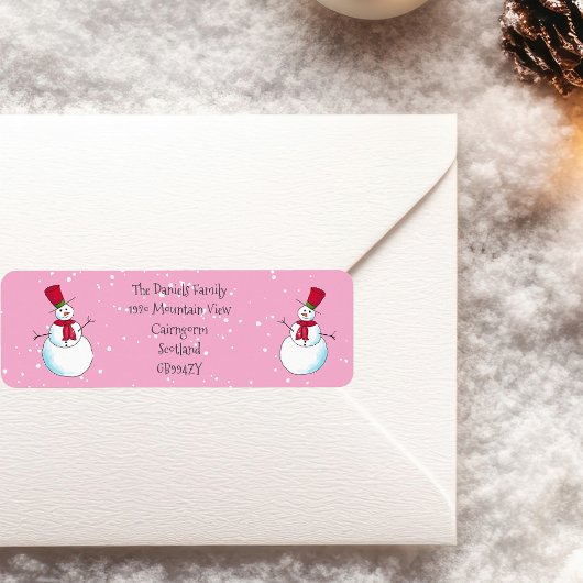 Persoonlijk kerstsnowman retouradres etiket