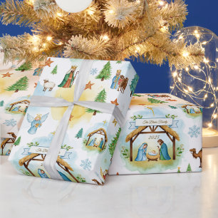 Persoonlijk kerststal Kerstpatroon Cadeaupapier