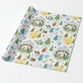 Persoonlijk kerststal Kerstpatroon Cadeaupapier (Uitgerold)