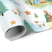 Persoonlijk kerststal Kerstpatroon Cadeaupapier (Rol Hoek)