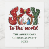 Persoonlijk Kerststal scene met vreugde Wijn Etiket (Enkel label)