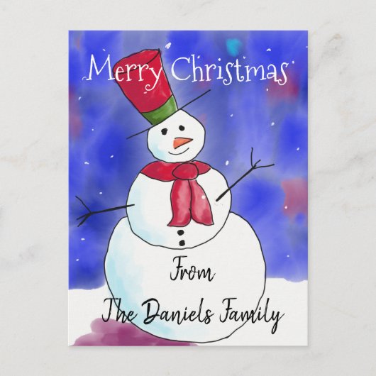 Persoonlijk kerstvakantieBriefkaart met Snowman Briefkaart (Voorkant)