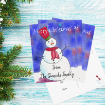 Persoonlijk kerstvakantieBriefkaart met Snowman