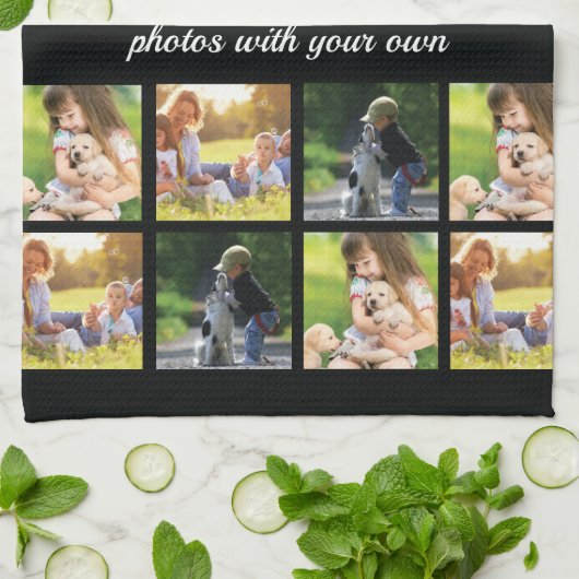 Persoonlijk keukenhanddoek voor fotocollage en tek (Gevouwen)