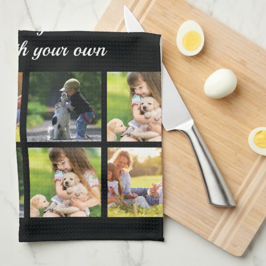 Persoonlijk keukenhanddoek voor fotocollage en tek (Quarter Fold)