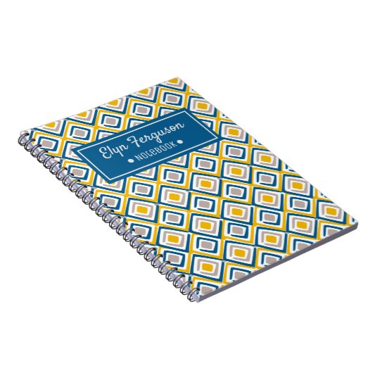 persoonlijk keurmerk Blauwe Etnische Patroon Notitieboek (Rechterzijde)