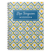  persoonlijk keurmerk Blauwe Etnische Patroon Notitieboek (Voorkant)