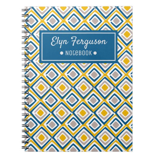  persoonlijk keurmerk Blauwe Etnische Patroon Notitieboek (Voorkant)