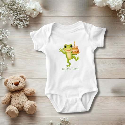 Persoonlijk kikker 1e verjaardag cadeau voor baby romper