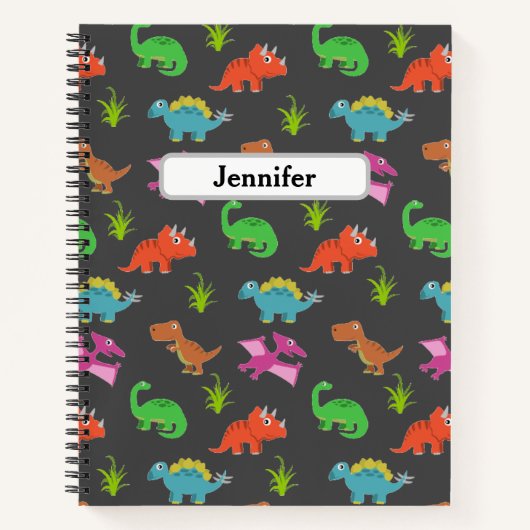 Persoonlijk kinder dinosaurus patroon notitieboek  (Voorkant)