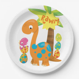 Persoonlijk kinderdinosauriër Pasen ei feestje Papieren Bordje
