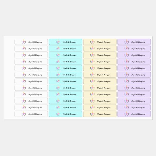 Persoonlijk kinderlabel Cute Unicorn Labels (Vel)