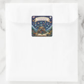 Persoonlijk kinderleesavontuur-ex-libris vierkante sticker (Tas)