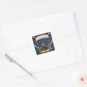 Persoonlijk kinderleesavontuur-ex-libris vierkante sticker (Envelop)