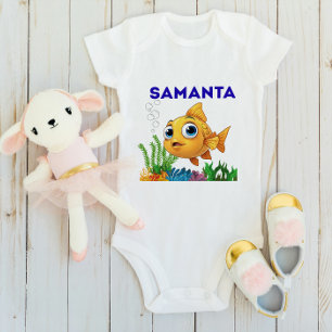 Persoonlijk "[Kindernaam]" Baby Vis Rompertje Romper