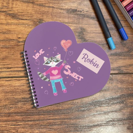 Persoonlijk kinderwasbeernaakt paars notitieboek