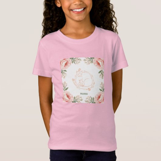 Persoonlijk Kitten Bloem Kids T-Shirt - Mama & (Voorkant)