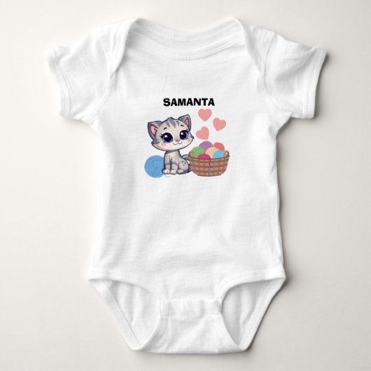 Persoonlijk Kitten & Draad Baby Bodyotje Romper (Voorkant)