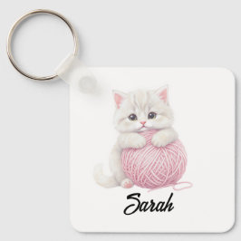Persoonlijk | Kitten Garenspel Tijd Poster Sleutelhanger