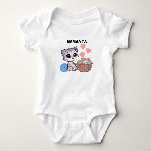 Persoonlijk Kitten & Garentang Baby Rompertje (Voorkant)