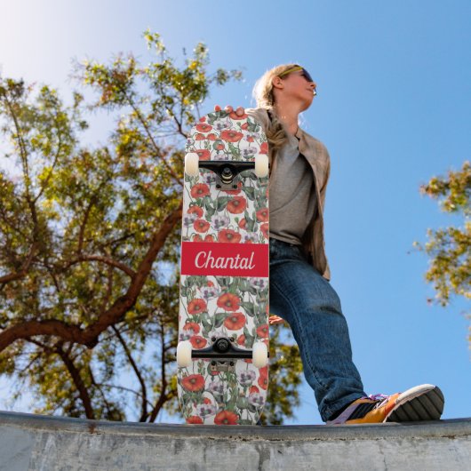 Persoonlijk Klaprozenpatroon Skateboard (Buiten 1)