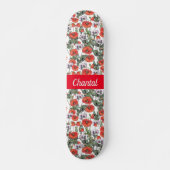 Persoonlijk Klaprozenpatroon Skateboard (Voorkant)
