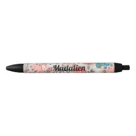 Persoonlijk klassiek bloemmotief met paisley-patro zwarte inkt pen