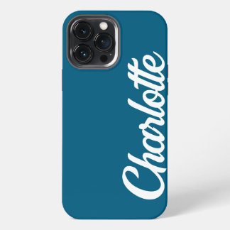 Persoonlijk klassiek elegant monogram oceaanblauw iPhone 13 pro max hoesje