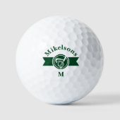 Persoonlijk klassiek groen golf monogram embleem golfballen (Voorkant)