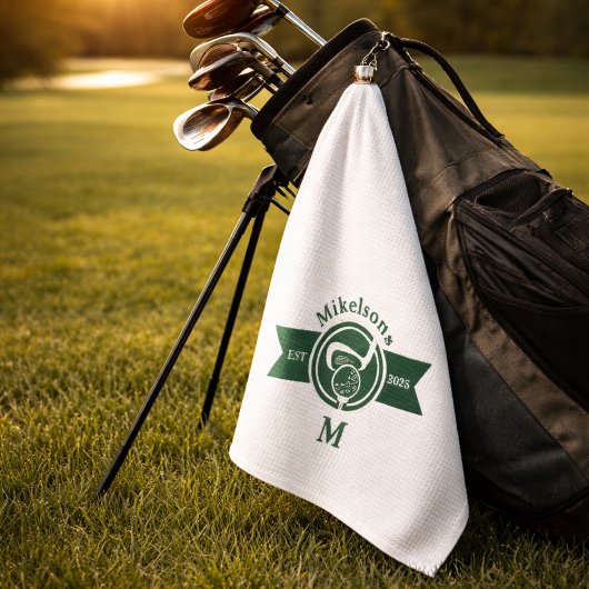Persoonlijk klassiek groen golf monogram embleem golfhanddoek