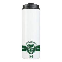 Persoonlijk klassiek groen golf monogram embleem thermosbeker